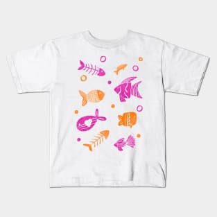 Orange and magenta tropical fishes Kids T-Shirt